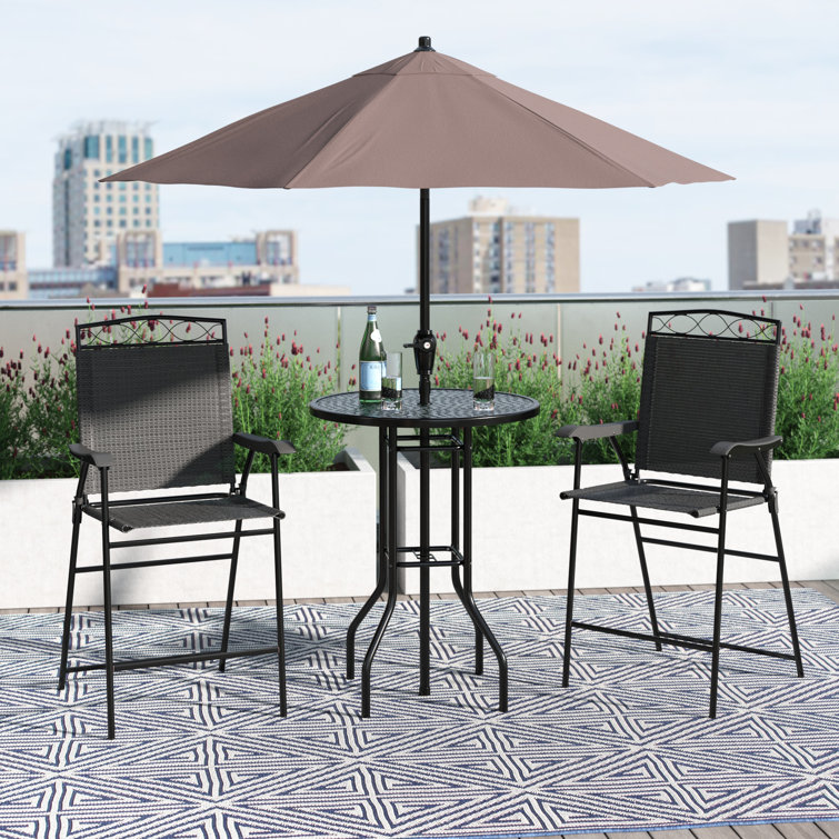 Wade Logan Aalbert 2 Person Round Outdoor Dining Set Reviews